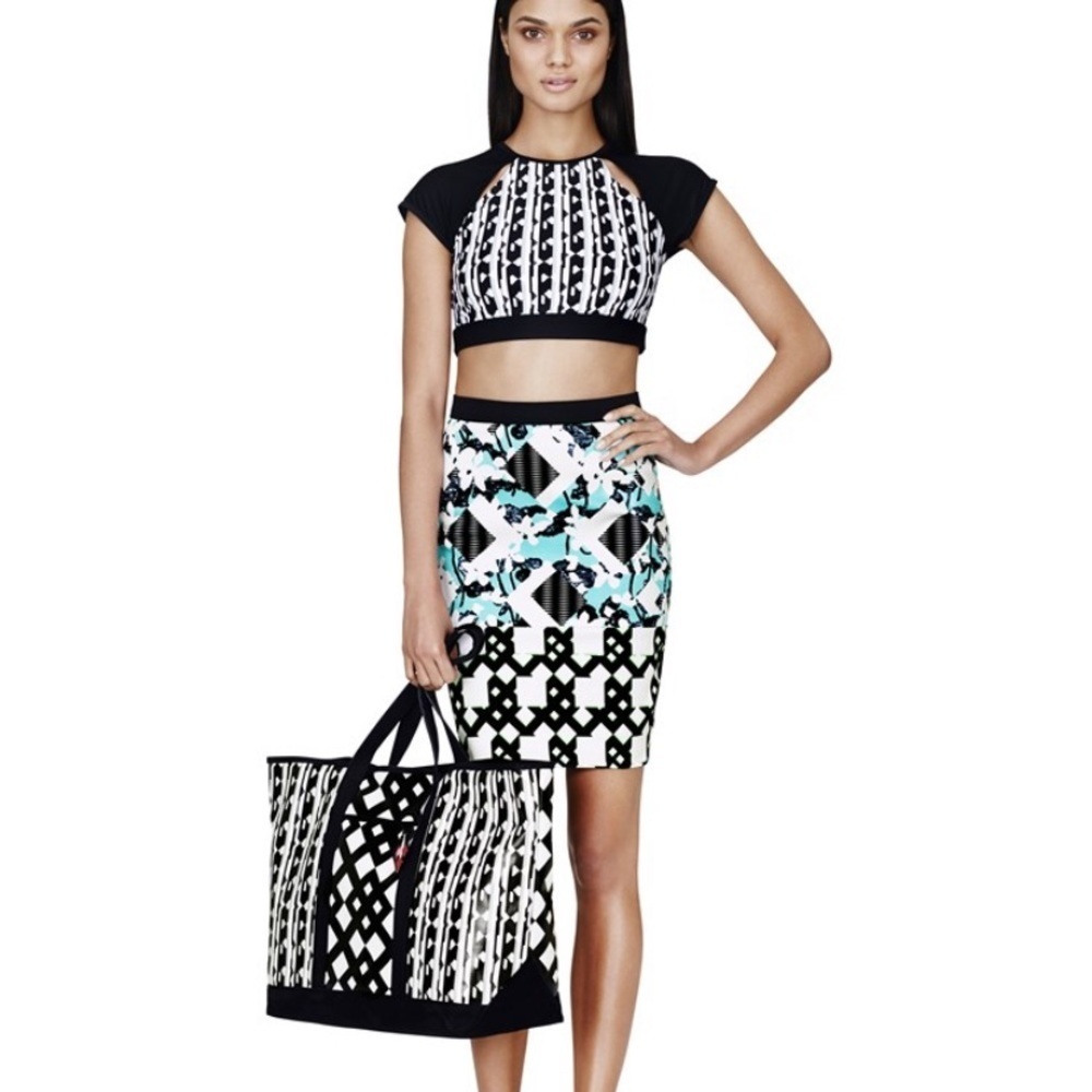 𝅺Peter Pilotto for Target geometric floral two tone pencil skirt sz 6
